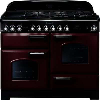 Rangemaster Classic Deluxe 110cm Dual Fuel 84420 Range Cooker in Cranberry with Chrome Trim and FSD Hob Rangemaster Classic Deluxe 110cm Dual Fuel 84420 Range Cooker in Cranberry with Chrome Trim and FSD Hob